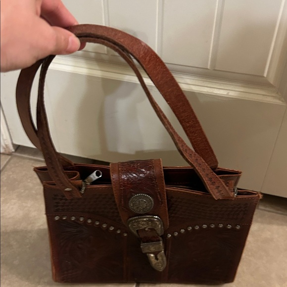 American West Brown Leather Shoulder Bag - Picture 2 of 8